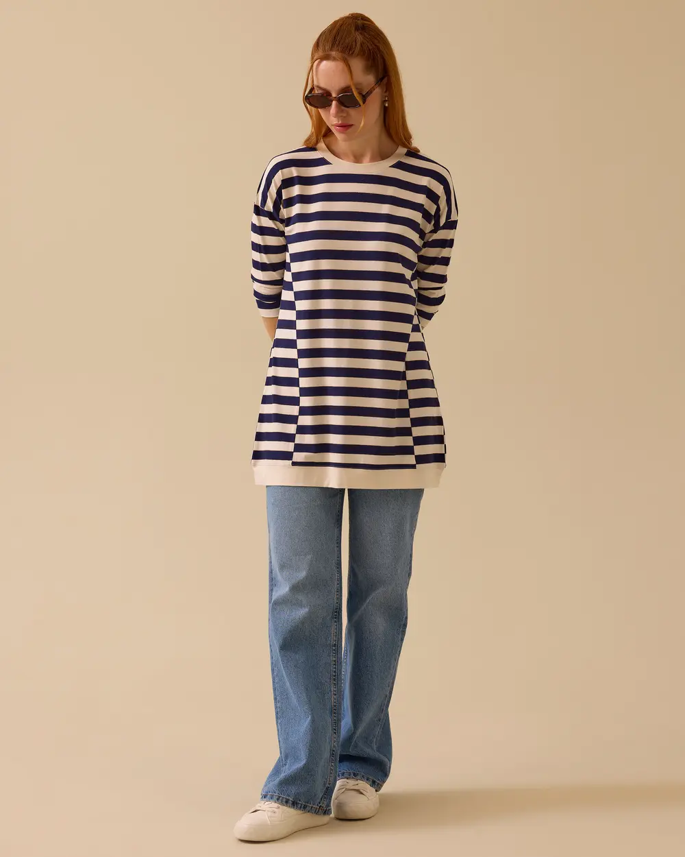 Çizgili Örme Kumaş Tunik